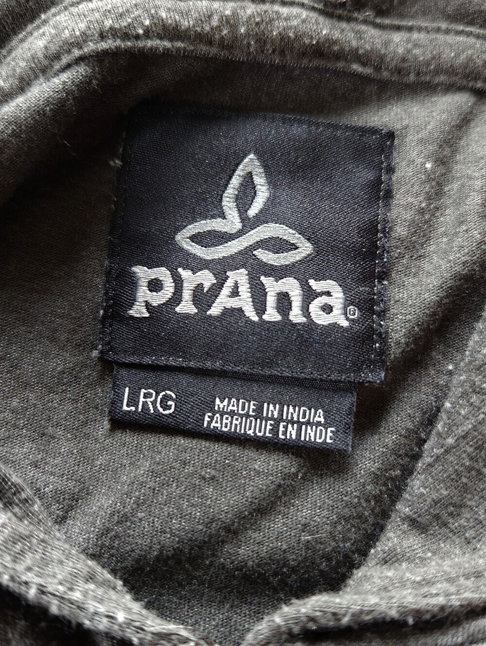 Prana Long Sleeve Shirt Hoodie Heather Charcoal Grey | Men's Size L - Picture 6 of 9